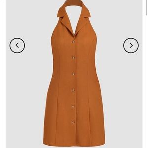 CIDER - Solid Collar Halter Dress